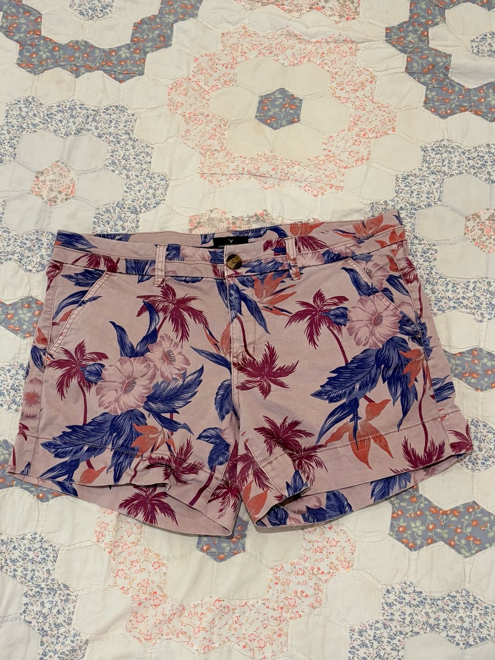 American Eagle Outfitters Pink Tropical Floral Shorts